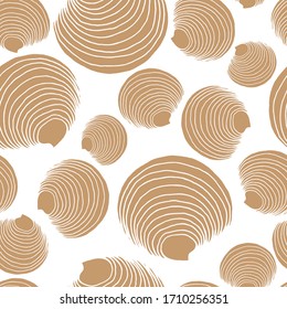 Seamless pattern with seashells. Marine background.  Perfect for greetings, invitations, manufacture wrapping paper, textile and web design.