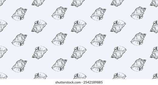 Patrón sin fisuras de bocetos de conchas marinas, fondo de Vector, Fondo de pantalla, papel, envoltura, textil, tela
