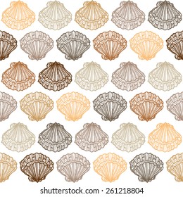 Seamless pattern with seashells, vector