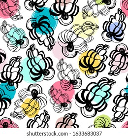Seamless pattern with seashells. Vector background.