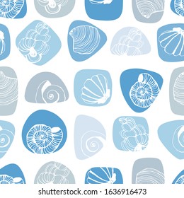 Seamless pattern with seashells. Vector background.