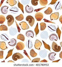 seamless pattern of seashells in vector format eps10