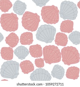 Seamless pattern with seashells. Vector hand drawn illustration.