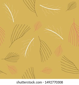 Seamless pattern. Seaweed and corals on a sand background. It can be used as a wallpaper, cover, print on fabric.