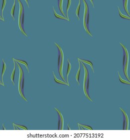 Algas marinas sin soldadura con fondo azul. Plantillas de flora marina para tela. Diseñar ilustración vectorial. Para impresiones textiles estacionales, carteles, fondos y papeles pintados.
