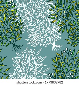 Seamless pattern of  Seaweed sargassum. Vector stock illustration eps 10.