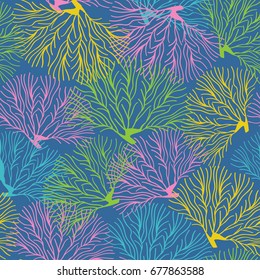 seamless pattern with seaweed -  vector illustration, eps
