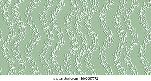 Seamless pattern with Seaweeds in 3 colors. Vector illustration.