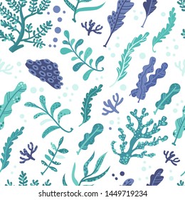 Seamless pattern with seaweeds. Vector illustration for your design