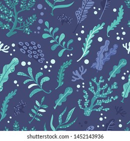 Seamless pattern with seaweeds. Vector illustration for your design