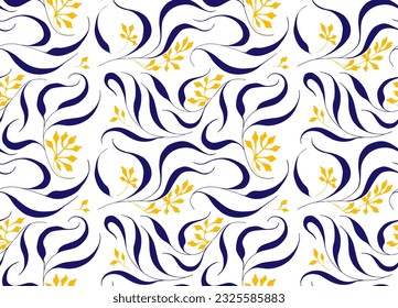 Seamless pattern of seeded eucalyptus branches. Trendy line art design element. Vector illustration.