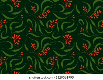 Seamless pattern of seeded eucalyptus branches. Trendy line art design element. Vector illustration.