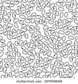 Nahtlose Muster von Samen von hellen einfarbigen Bohnen auf weißem Hintergrund, Hülsenpflanzen ernten Vektorgrafik für Design