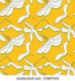 seamless pattern with seeds of maple, vector illustration
