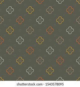 Seamless pattern of semicircles arranged in a flower motif on a dark background.