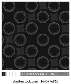 Seamless pattern. Semiflat shaded circles in the style stipplism with rhombus composition. Vector texture design