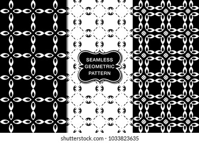 Seamless pattern set, abstract decorative shapes, geometric seamless pattern, minimalistic style