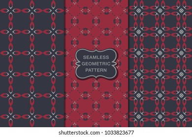 Seamless pattern set, abstract decorative shapes, geometric seamless pattern, minimalistic style