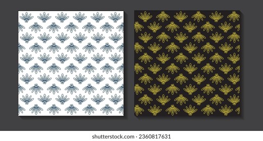 Seamless pattern set, abstract floral background, vector