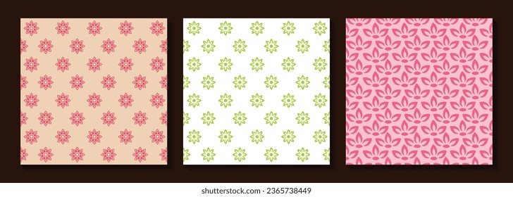 Conjunto de patrones sin soldadura, fondo floral abstracto, vector, forma geométrica