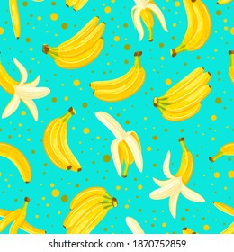 Seamless pattern with a set of bananas. Cartoon style. Vector illustration