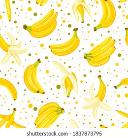 Seamless pattern with a set of bananas isolated on a white background. Cartoon style. Vector illustration