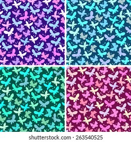 Seamless pattern set with butterflies