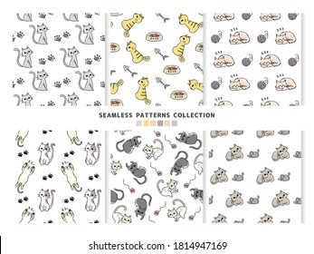 Seamless pattern set of cat.