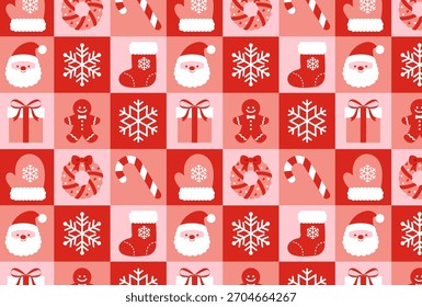 seamless pattern with a set of Christmas icons