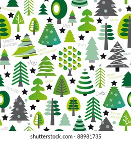 Seamless pattern set of christmas trees background in vector