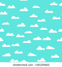 Seamless pattern. Set of cloud icons. Vector illustration.