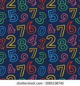 Seamless pattern with a set of colored numbers for kids. Can be used in textiles, wrapping paper and wallpaper. Vector illustration