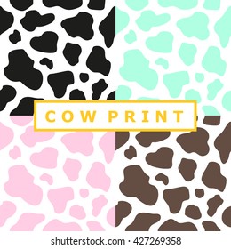 Seamless pattern set with colorful cow spots