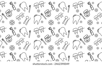 seamless pattern with a set of dentist tools, background for the clinic, icons set