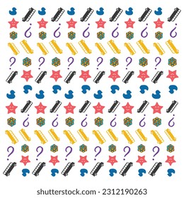 Seamless pattern with set of different school things in color