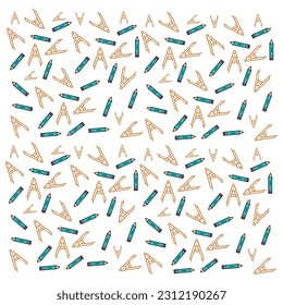 Seamless pattern with set of different school things in color