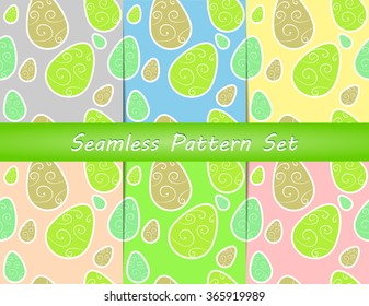 Seamless pattern Set with easter eggs