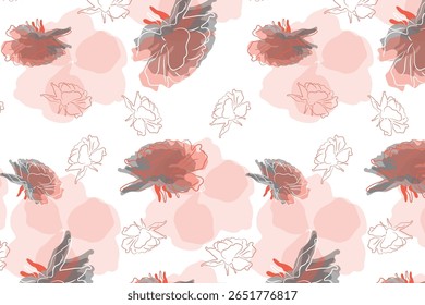 A seamless pattern set featuring mirrored watercolor floral and minimalist single-bloom designs, perfect for fabric, packaging, wallpaper, and modern branding