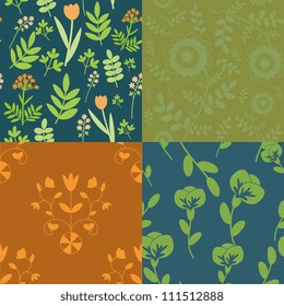 Seamless pattern set with floral decor