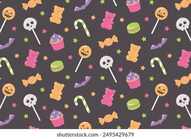 seamless pattern with a set of halloween candy for banners, cards, flyers, social media wallpapers, etc.