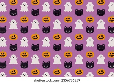patrón impecable con un conjunto de iconos de halloween para banners, tarjetas, volantes, fondos de pantalla de medios sociales, etc.