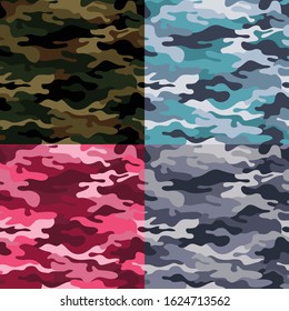 seamless pattern set of military camouflage