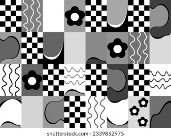 seamless pattern from the set of minimalistic brutal abstract posters "SSTKbold". Monochrome shades of gray. Scandinavian design composition with geometric shapes. modern style