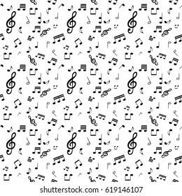 Seamless pattern from Set of musical notes and Treble clef. Vector Illustration. EPS10