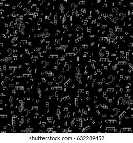 Seamless pattern from Set of musical notes and Treble clef. Vector Illustration. EPS10
