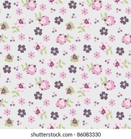 seamless pattern set in naive floral style