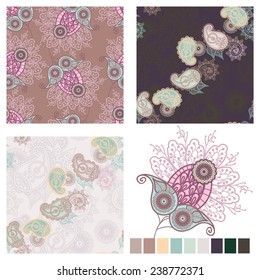 seamless pattern set  with paisley