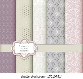 Seamless pattern set in retro style. Abstract vector textured backgrounds for scrapbook. 