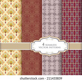Seamless pattern set in retro style. Abstract vector textured backgrounds for scrapbook.