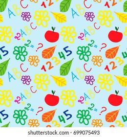 Seamless pattern with set of school doodle